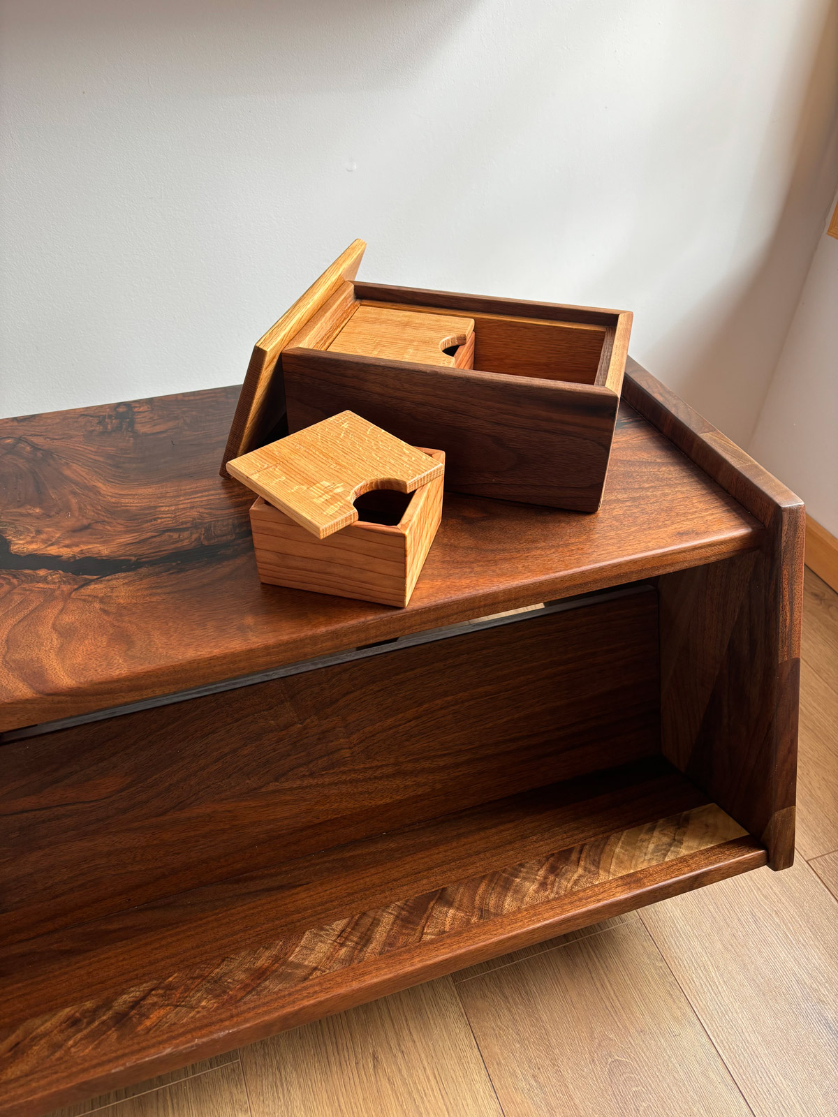 Photo of hand-crafted wooden boxes