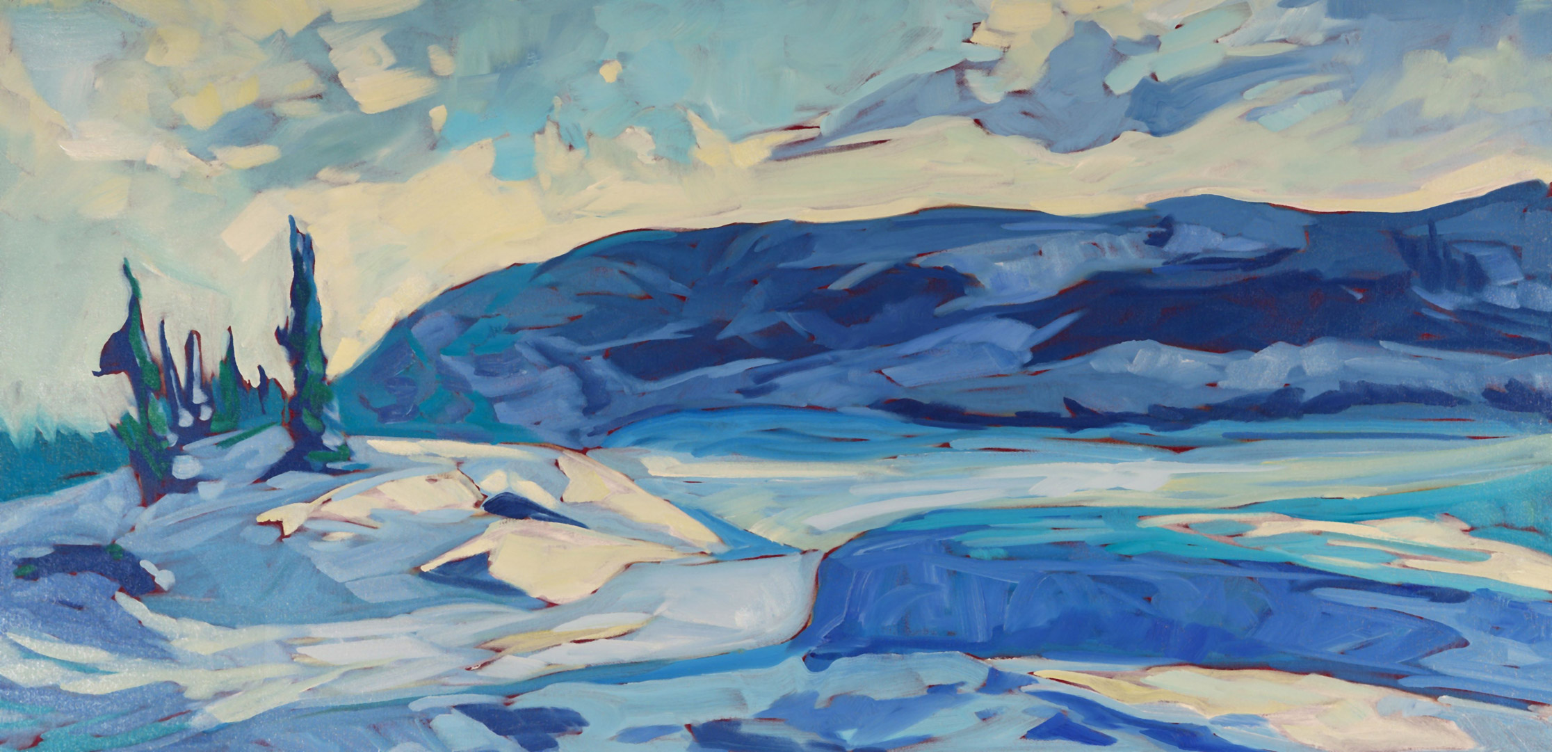 Painting of snowy landscape