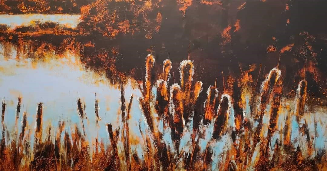 Painting of bullrushes